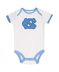 Baby Boys and Girls Champion Carolina Blue, Gray, White North Carolina Tar Heels 3-Pack Bodysuit Set