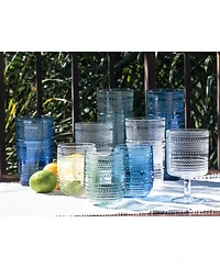 Abode Homewares Beaded Jumbo Cobalt Glasses, Set of 6