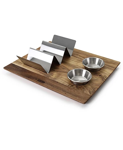 Dexas Acacia 12" x 10" Taco Board Set