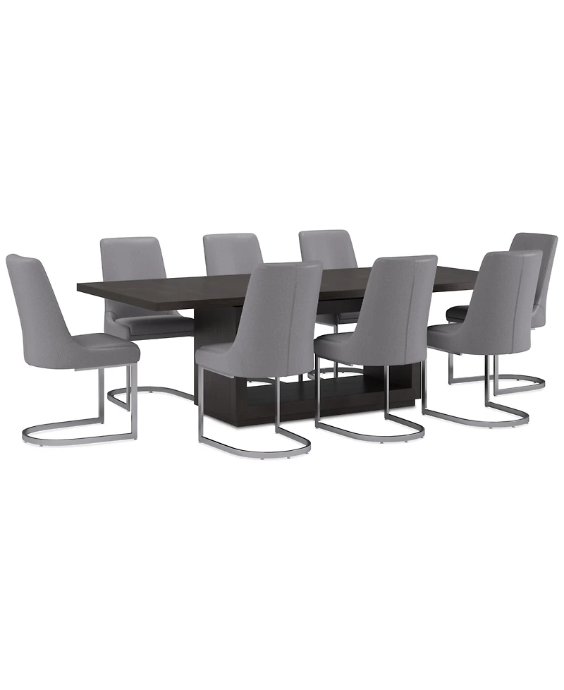 Tivie 9 Pc Dining Set (Rectangular Table + 8 Chairs), Created for Macy's