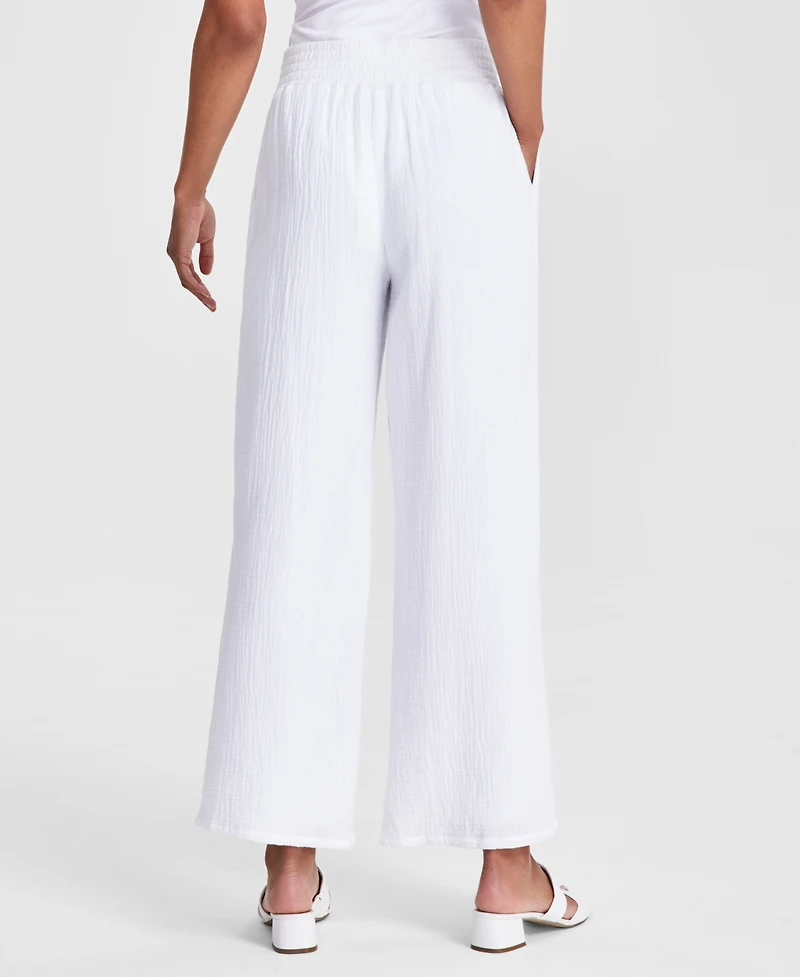 Jm Collection Women's Wide Leg Cotton Gauze Pants, Created for Macy's