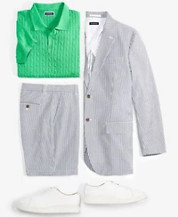 Club Room Mens Regular Fit Seersucker Blazer 9 Seersucker Shorts Sweater Knit Polo Shirt Created For Macys