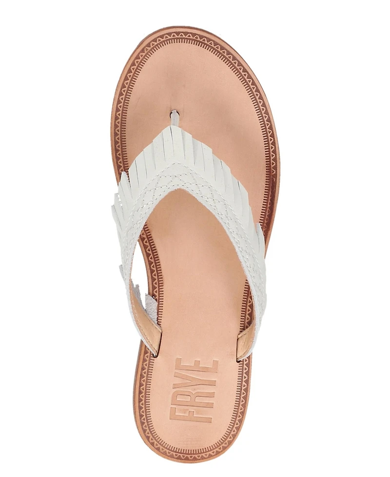 Frye Women's Ava Fringe Thong Flat Sandals - White