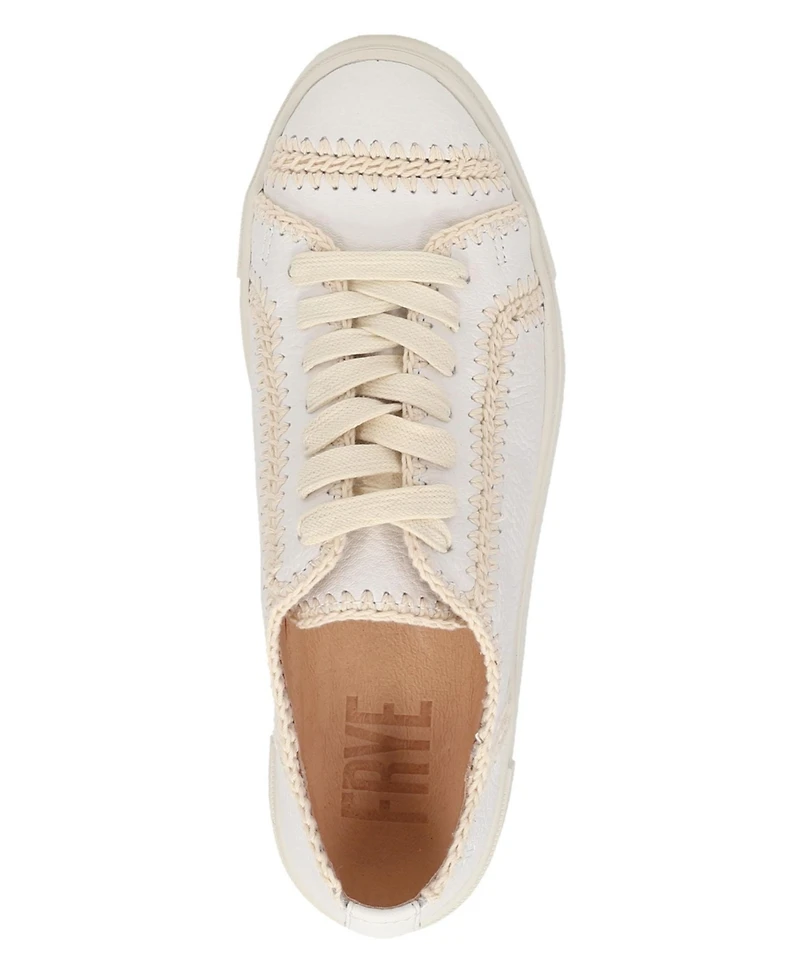 Frye Women's Ivy Crochet Low Lace Up Leather Sneakers