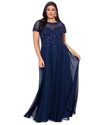 Xscape Plus Beaded Chiffon Gown