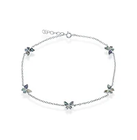 Caribbean Treasures Sterling Silver Abalone Butterfly Anklet