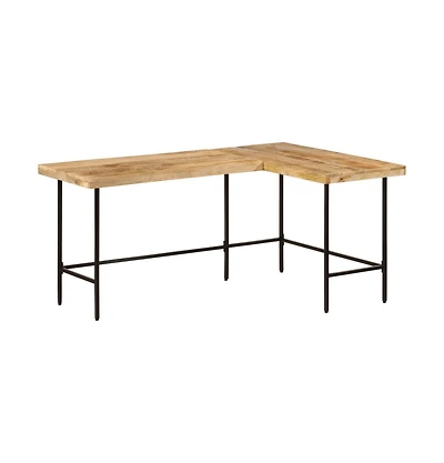 vidaXL Desk 65"x43.3"x30.3" Solid Wood Mango and Iron