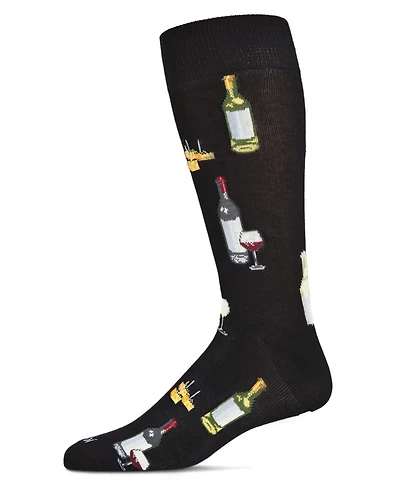 MeMoi Men's Wine and Cheese Novelty Crew Socks
