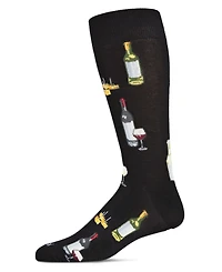 MeMoi Men's Wine and Cheese Novelty Crew Socks