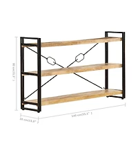 3-Tier Bookcase 55.1"x11.8"x31.5" Solid Mango Wood
