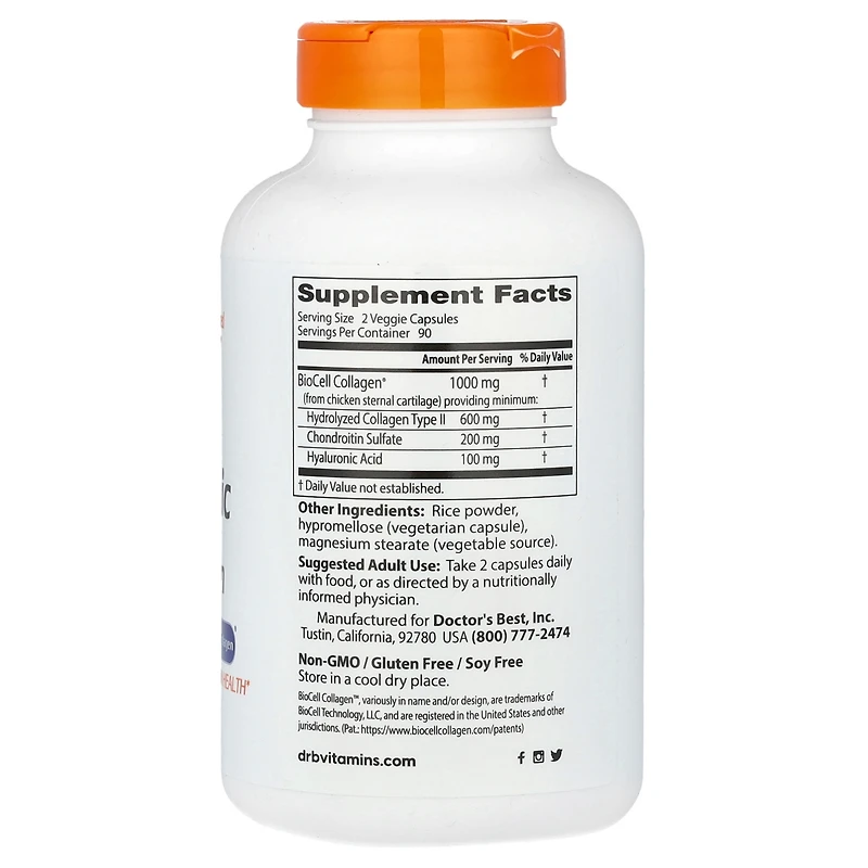 Doctor's Best Hyaluronic Acid + Chondroitin Sulfate with BioCell Collagen