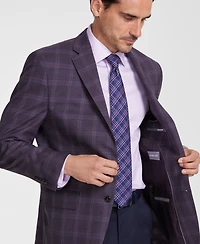 Michael Kors Men's Classic-Fit Burgundy Plaid Sport Coat