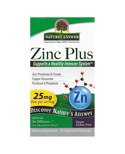 Nature's Answer Zinc Plus 25 mg - 60 Vegetarian Capsules