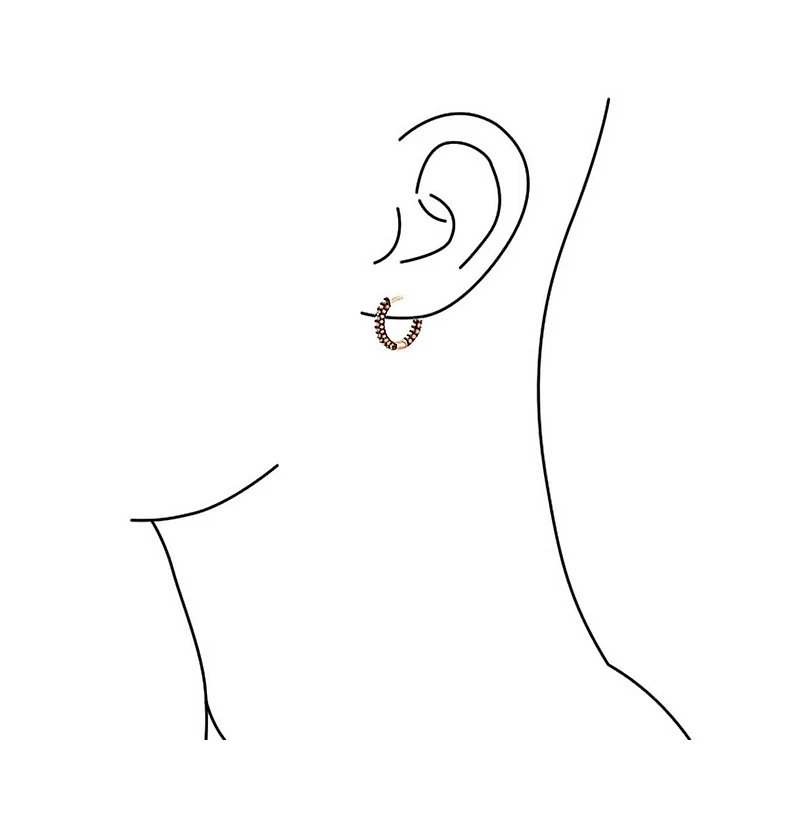 Bling Jewelry Formal Party Pink or Brown Pave Cz Inside Out Small Tube Huggie Hoop Earrings Cubic Zirconia Chocolate Rose Gold Black Plated .75 Inch D