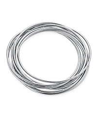 Bling Jewelry Set Of 10 Interlocking Twist Multi Stacking Bangle Bracelets Round Smooth Thin Stainless Steel