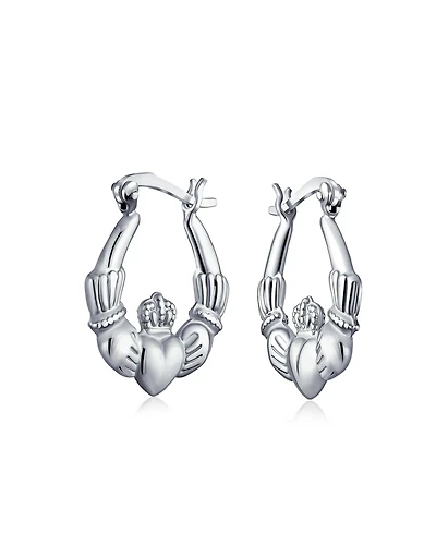 Bling Jewelry Bff Love Lightweight Heart Celtic Irish Friendship Claddagh Hoop Earrings Sterling Silver Inch Diameter