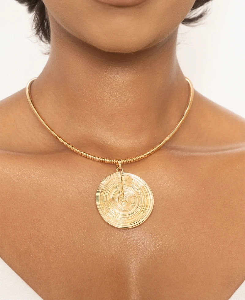 Ettika Statement Swirl Pendant 18K Gold-Plated Choker Necklace