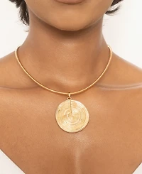 Ettika Statement Swirl Pendant 18K Gold-Plated Choker Necklace