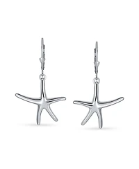 Bling Jewelry Hawaiian Seaside Escape Tropical Vacation Nautical Dangle Starfish Earrings Simple Large Lever Back Sterling Silver Jewelry