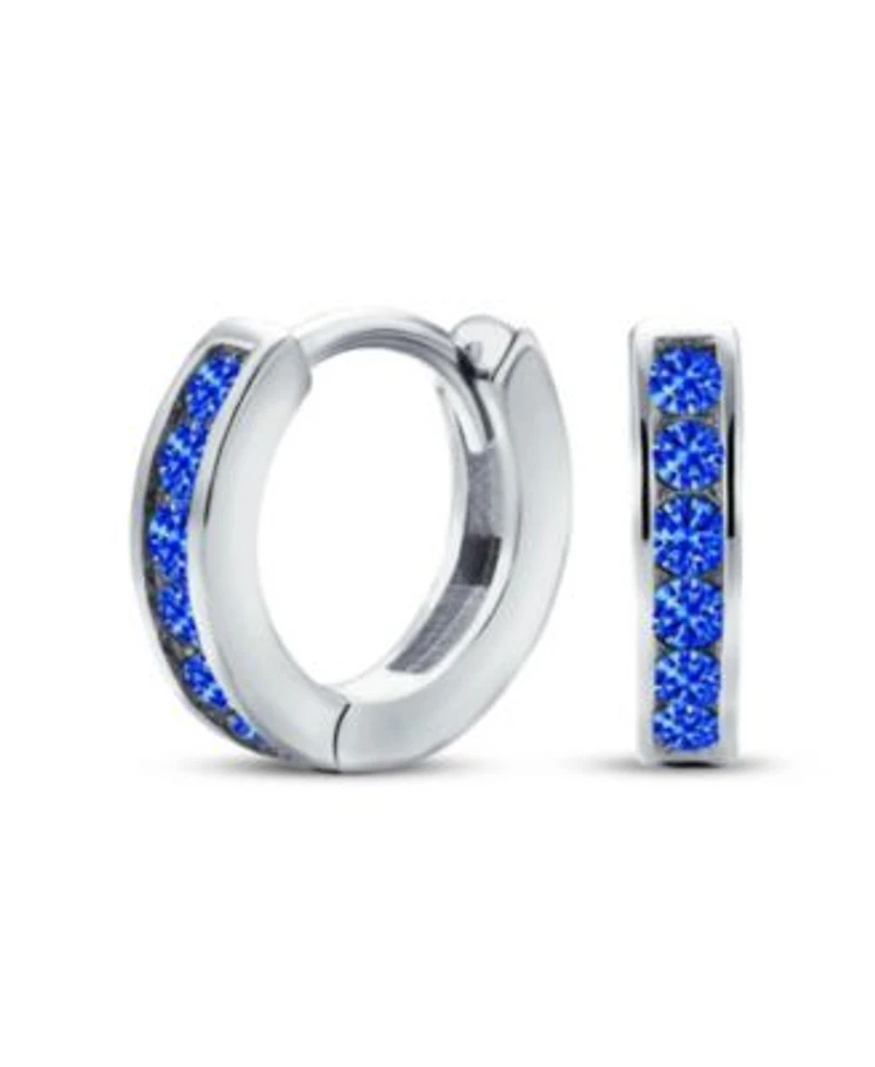 Bling Jewelry Delicate Tiny Cz Channel Set Huggie Hoop Earrings Sterling Silver