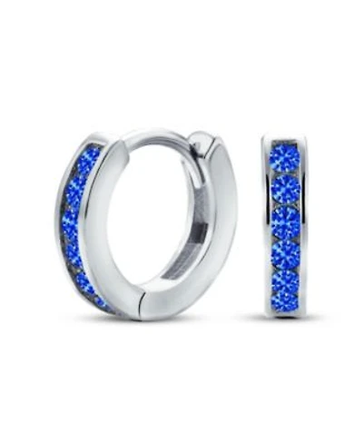 Bling Jewelry Delicate Tiny Cz Channel Set Huggie Hoop Earrings Sterling Silver