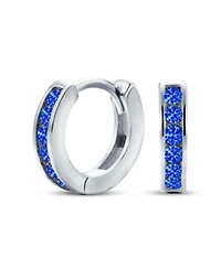 Bling Jewelry Delicate Tiny Cz Channel Set Huggie Hoop Earrings Sterling Silver