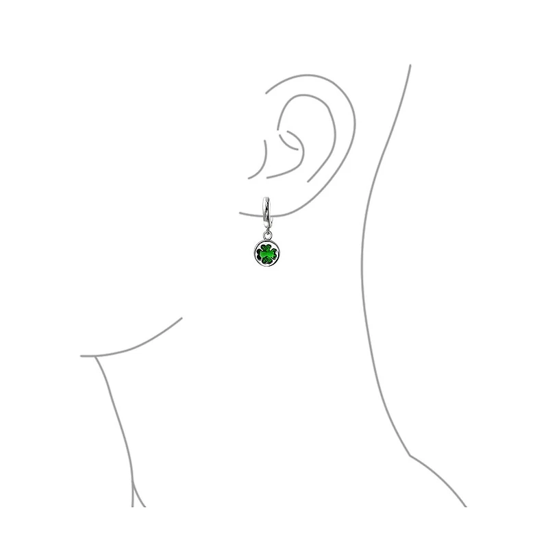 Bling Jewelry Luck of the Irish Celtic St Patrick's Day Shamrock Four Leaf Emerald Green Cz Clover Drop Dangle Earrings Graduation Sterling Silver Lev