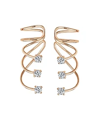 Bling Jewelry Triple Spiral Cz Curved Crawlers Ear Cuff Cartilage Earrings 14K Gold Plated Silver