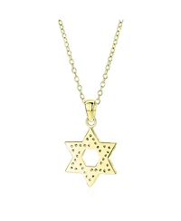 Bling Jewelry Hanukkah Star of David Pendant Necklace: Cz Accents Gold Plated Sterling Silver Women Bat Mitzvah