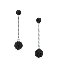 Bling Jewelry Black Red White Crystal Pave Disco Ball Dangle Earrings Sterling Silver