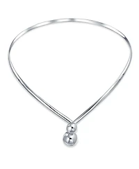 Bling Jewelry Geometric V Shape Interlocking Balls Collar Statement Necklace Silver Sterling