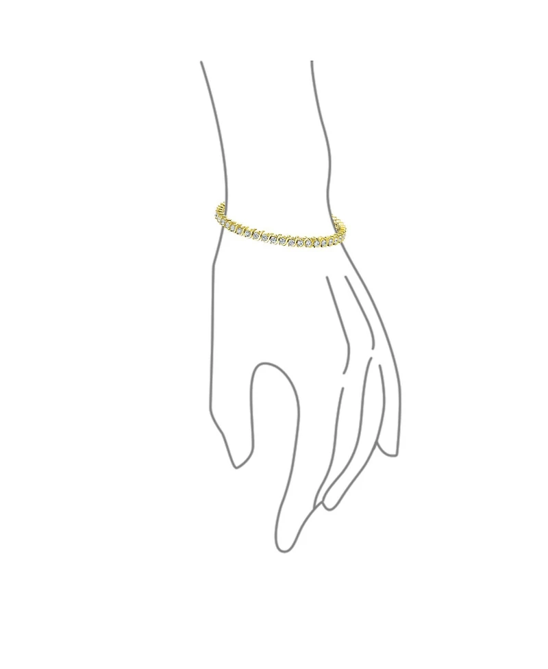 Bling Jewelry Jewelry 15 Ct Cz Round Solitaire Swirl S Wave Link Tennis Bracelet Yellow Gold Plated Sterling Silver Rhodium