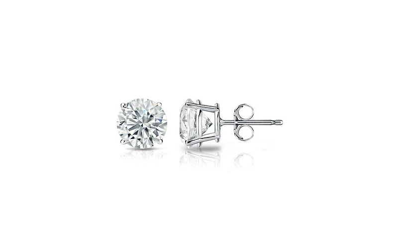 Suzy Levian Sterling Silver Cubic Zirconia Round-Cut Classic Stud Earrings
