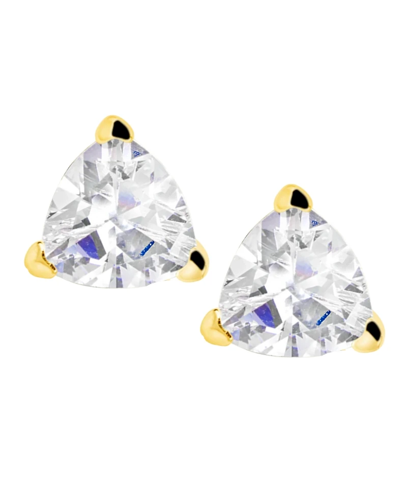 Suzy Levian Sterling Silver Cubic Zirconia Trillion-Cut Classic Stud Earrings