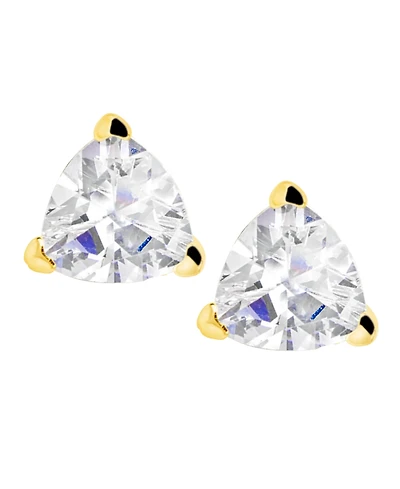 Suzy Levian Sterling Silver Cubic Zirconia Trillion-Cut Classic Stud Earrings