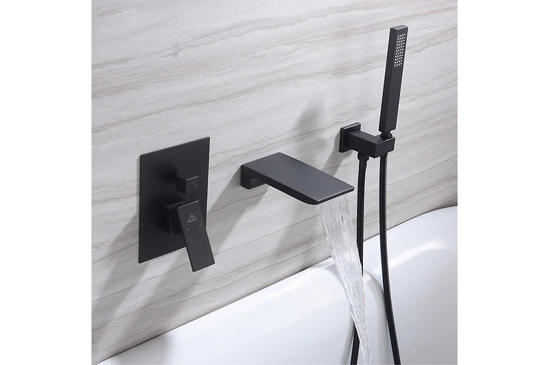 Casainc Doux Wall Mounted Waterfall Tub Spout with Diverter and Handheld Shower Head