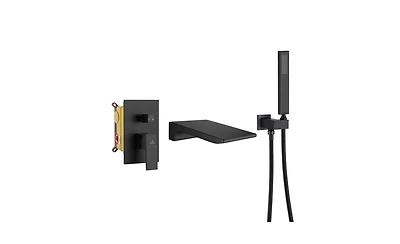 Casainc Doux Wall Mounted Waterfall Tub Spout with Diverter and Handheld Shower Head