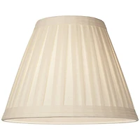Springcrest Set of 2 Creme Linen Box Pleated Medium Drum Lamp Shades 7" Top x 14" Bottom x 11" High (Spider) Replacement with Harp and