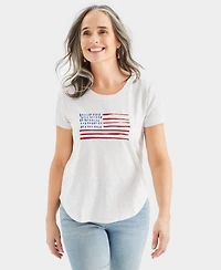 Style & Co Women's Usa Flag Graphic Crewneck T-Shirt, Created for Macy's
