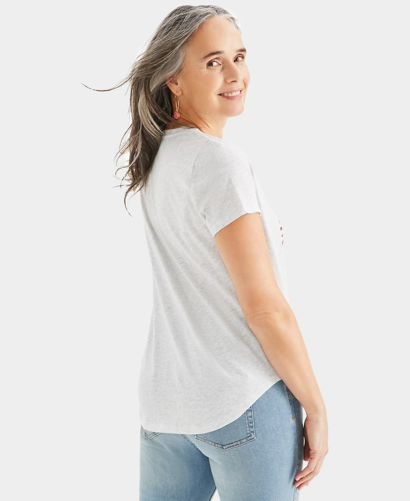 Style & Co Women's Usa Flag Graphic Crewneck T-Shirt, Created for Macy's