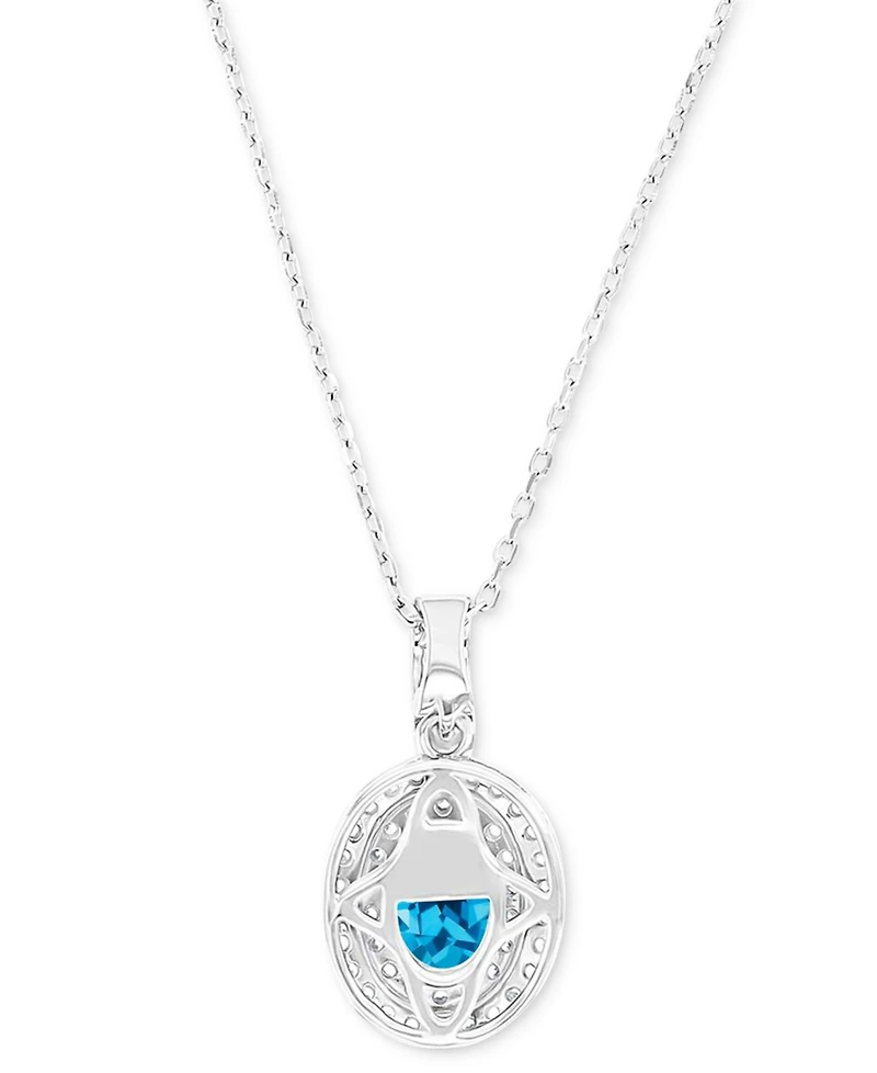 Amethyst (1-1/20 ct. t.w.) & Lab-Grown White Sapphire (1/2 Oval Halo Birthstone Pendant Necklace Sterling Silver, 16" + 2" extender (Also