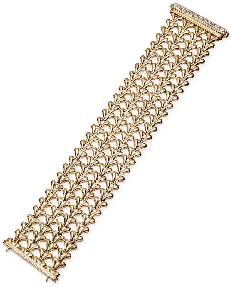 Diamond Pave Clasp Wide Fancy Link Bracelet (5/8 ct. t.w.) in 14k Gold-Plated Sterling Silver