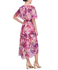 Jessica Howard Women's Printed Chiffon High-Low Midi Dress