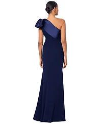 Betsy & Adam Women's Bow-Trimmed One-Shoulder Gown