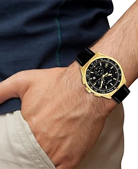 Salvatore Ferragamo Men's Swiss Chronograph Black Leather Strap Watch 43mm
