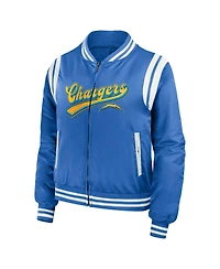 Women's Wear by Erin Andrews Powder Blue Los Angeles Chargers Bomber Full-Zip Jacket