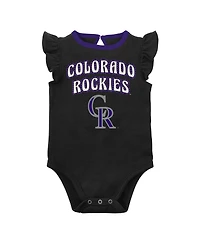 Baby Girls Black, Heather Gray Colorado Rockies Little Fan Two-Pack Bodysuit Set