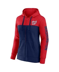 Women's Fanatics Red, Navy Washington Nationals City Ties Hoodie Full-Zip Sweatshirt