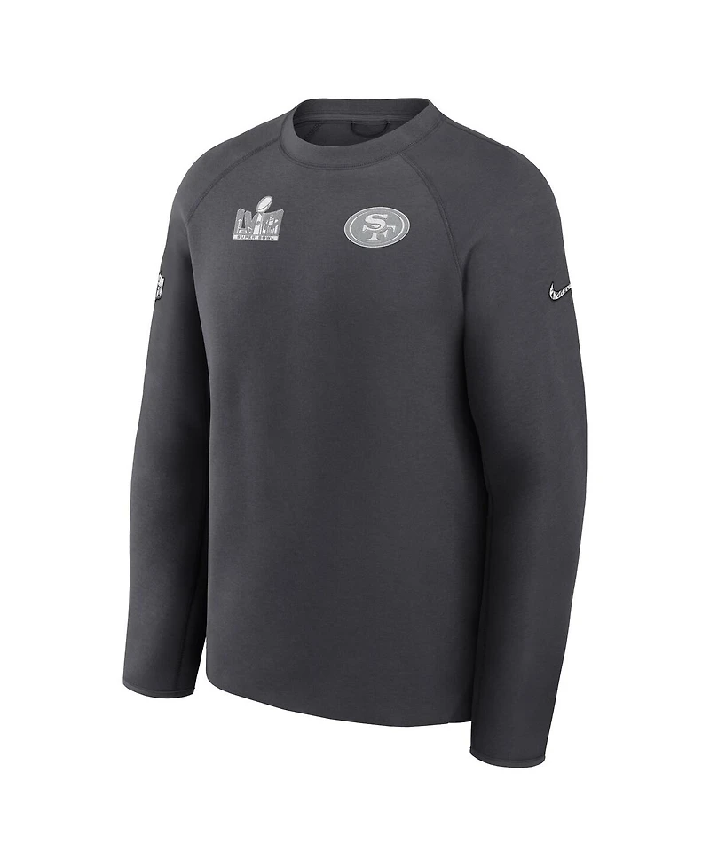 Men's Nike Anthracite San Francisco 49ers Super Bowl Lviii Opening Night Tech Fleece Pullover Sweatshirt