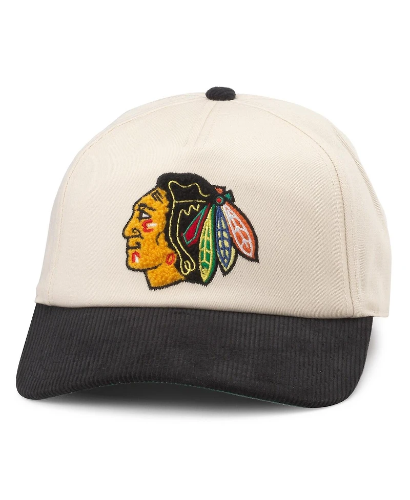 Men's American Needle White, Black Chicago Blackhawks Burnett Adjustable Hat